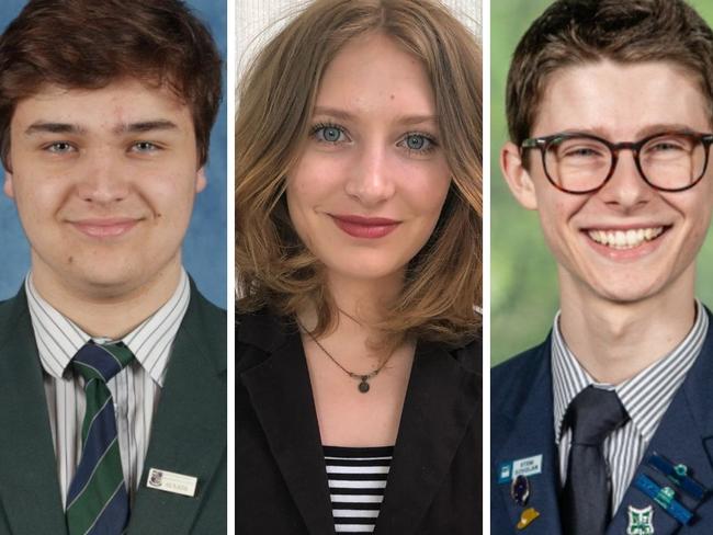 Sunshine Coast Academic Achievers 2022: (Left to right) Patrick Pearse, Yllana Warren and Louis Prager.