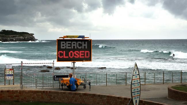 Closed Bronte beach on March 26. Picture: Phil Hillyard