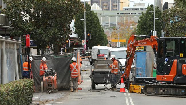 Parramatta Light Rail construction has disrupted Church St. Picture: Richard Dobson