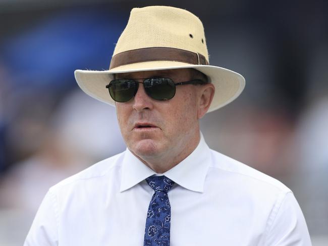 SYDNEY, AUSTRALIA - DECEMBER 18: John O'Shea looks on after winning race 6 the UNSW Handicap with Fashchanel during Sydney Racing at Royal Randwick Racecourse on December 18, 2021 in Sydney, Australia. (Photo by Mark Evans/Getty Images)