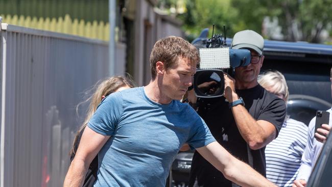 Rohan Dennis leaving his Medindie house on Tuesday, January 2, 2024. Picture: Brett Hartwig