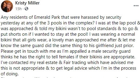 Ms Miller shared her story in a local Zetland community group on Facebook.