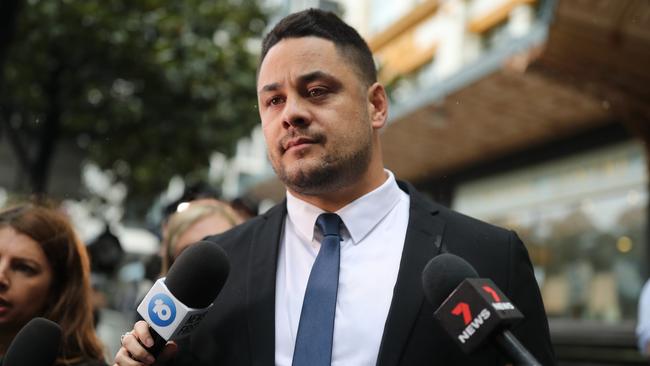 SYDNEY, AUSTRALIA - NewsWire Photos MARCH 22, 2021 - Former NRL superstar Jarryd Hayne who has been found guilty of counts of sexual assault, leaving the Downing Centre in Sydney.Picture: NCA NewsWire / Christian Gilles