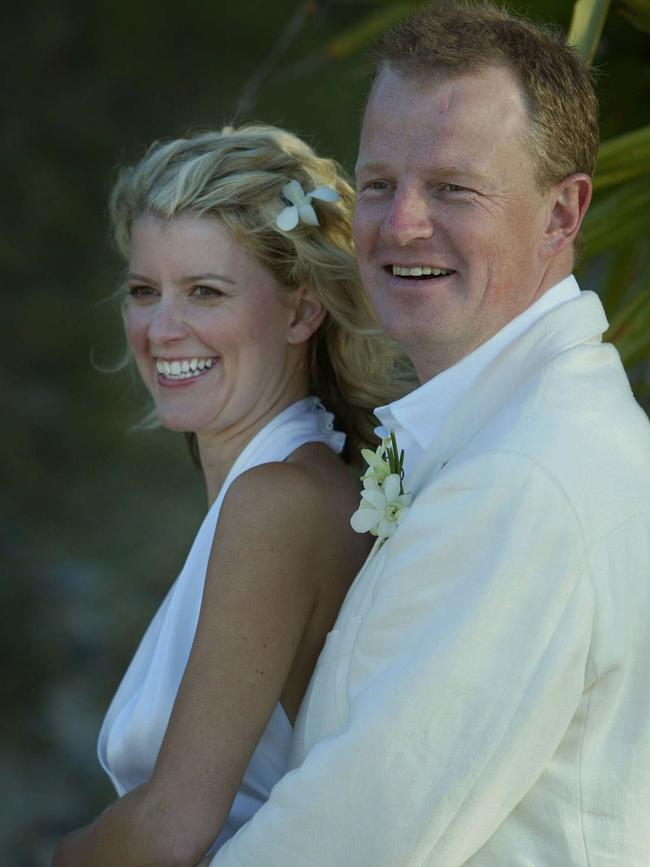 Businessman Ian Smith with Democrat Senator Natasha Stott Despoja on their wedding day in 2003.