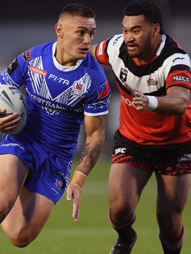 Knights hooker Danny Levi – pictured right, playing for Toa Samoa against Canterbury Bulls – is also a possibility. Picture: Getty