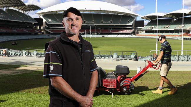 Adelaide Oval head curator Damian Hough has plenty of experience preparing pitches within a short turnaround time. Picture: Sarah Reed