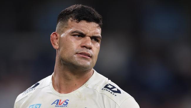 SYDNEY, AUSTRALIA - MARCH 28: David Fifita of the Titans looks on during the round four NRL match between the Sydney Roosters and Gold Coast Titans at Allianz Stadium on March 28, 2025, in Sydney, Australia. (Photo by Mark Metcalfe/Getty Images)