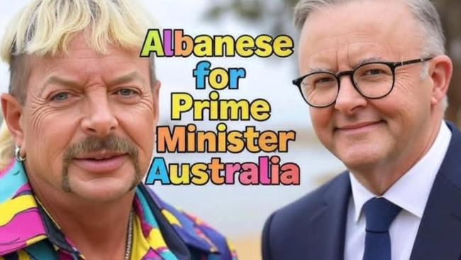 Joe Exotic, real name Joseph Maldonado-Passage, made a post to Instagram endorsing Anthony Albanese. Picture: Instagram.