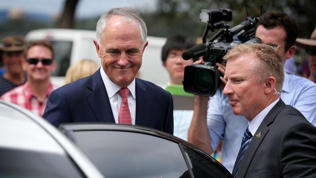 PM Malcolm Turnbull leaves after officiating at a citizenship ceremony by the shores of Lake Burley Griffin in Canberra. Picture: Ray Strange