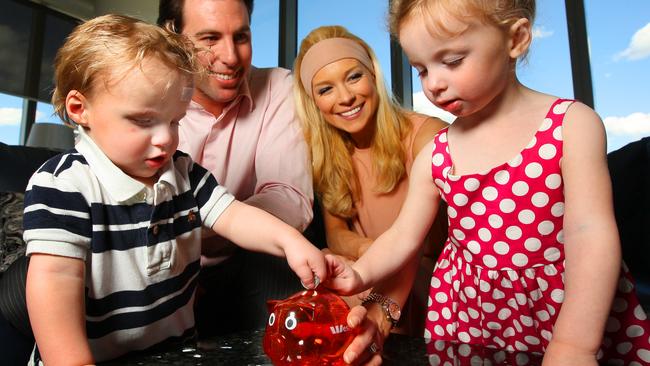 Grant Hackett with former wife Candice and twins Charlize and Jagger before their split.