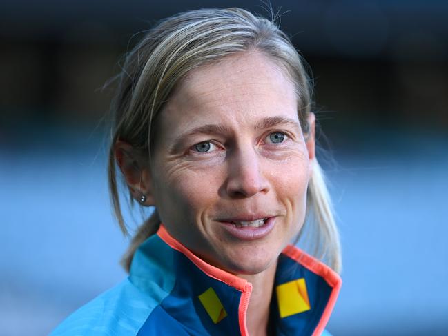 MELBOURNE, AUSTRALIA - MAY 15: Australian Women's Cricket Captain Meg Lanning speaks to the media during a Cricket Australia media opportunity after the announcement of the 2023/24 International Season at Melbourne Cricket Ground  on May 15, 2023 in Melbourne, Australia. (Photo by Quinn Rooney/Getty Images)