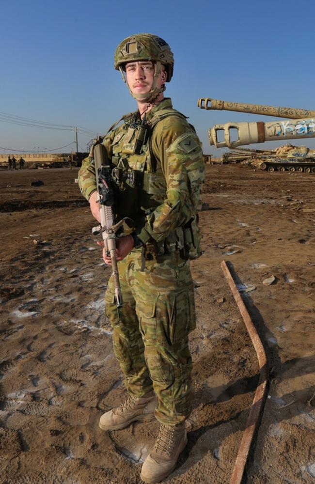 Aussie Digger Lance Corporal Dylan Tanner from Armidale NSW on operational service in Iraq. Picture: Gary Ramage