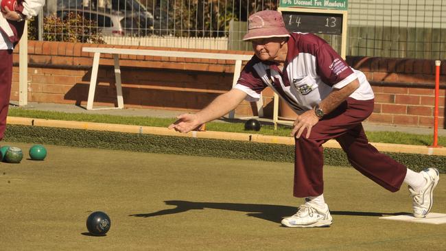 MID-BOWL: Ian Reid during a game at the South Grafton District Services Club in 2019.