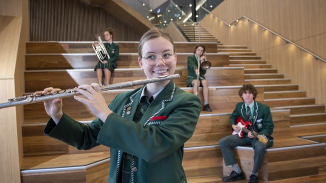 Music students Estella, Immi, Jack and Archer, all 17, at Westminster School’s new Forder Centre. Picture Mark Brake