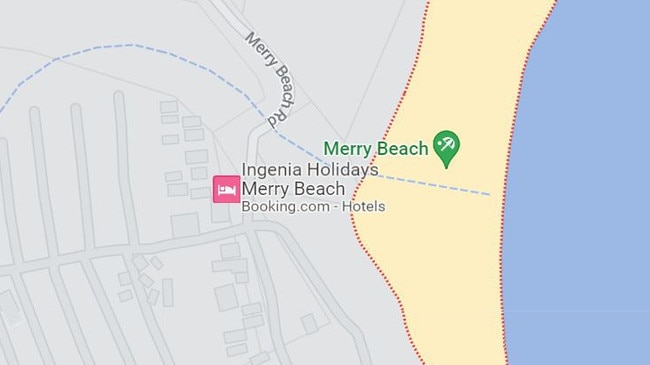 The location of the beach homes at Merry Beach. Picture: Google Maps.