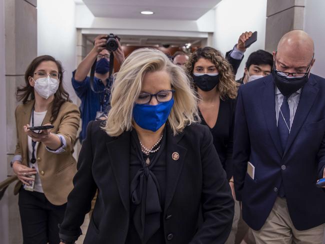 Liz Cheney heads to the House floor to vote. Picture: AFP