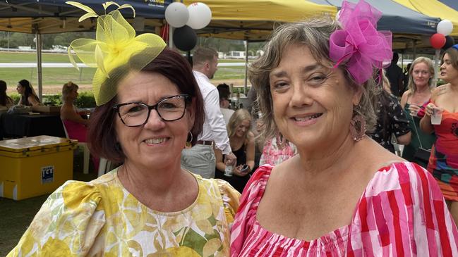 Karen Edmondson and Therese Madsen at the Gympie races on Saturday November 25, 2023.