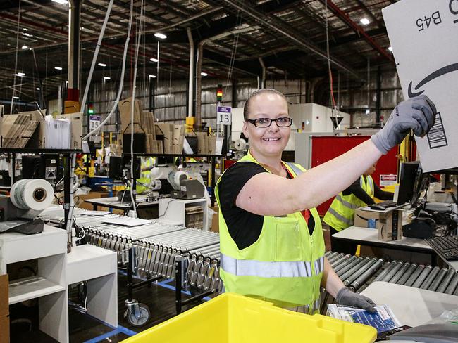 Dianne Nicholson at the Amazon Fulfilment Centre at Moorebank. Picture: Carmela Roche/AAP