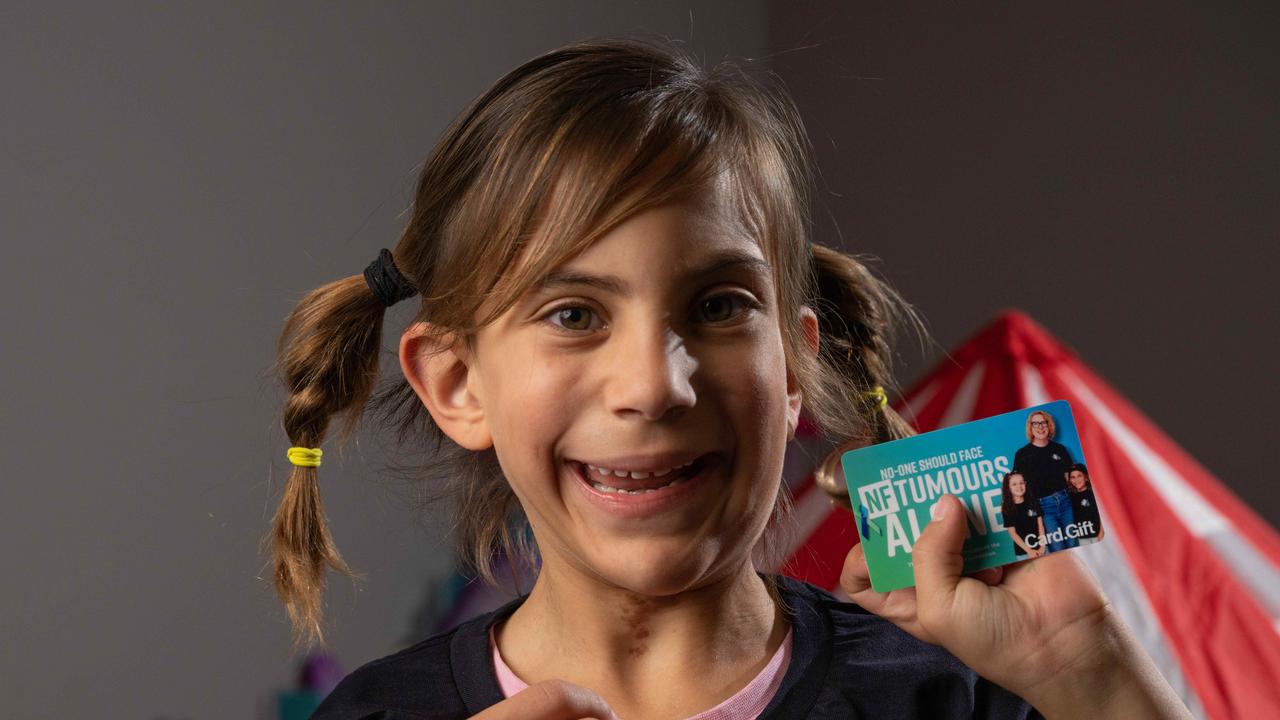 Alex Luburic, 6, was born with neurofibromatosis type 1, but it doesn’t stop her dancing, swimming or playing soccer. Picture: Brad Fleet