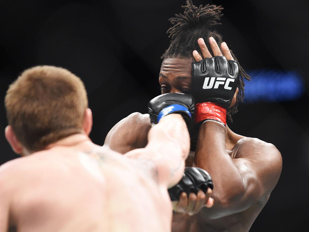 Matt Frevola punches Jalin Turner. Picture: Logan Riely/Getty Images/AFP