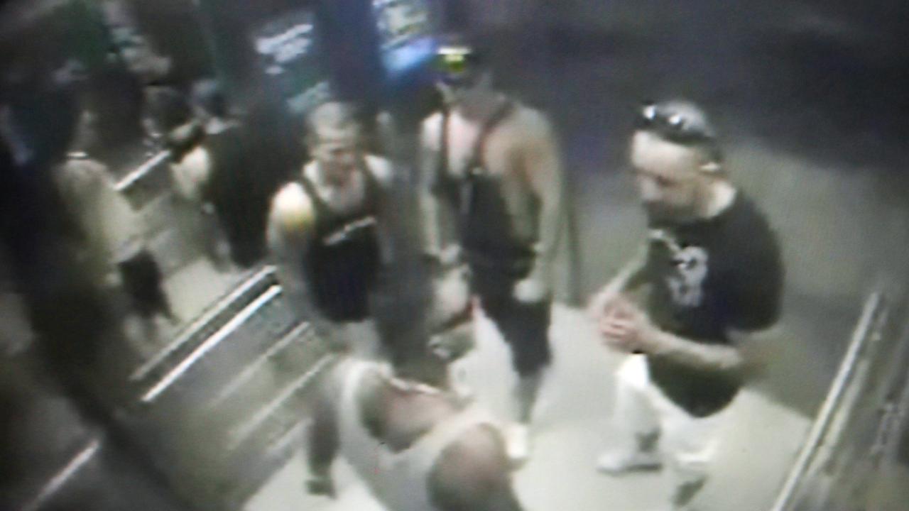 CCTV footage shows bikie gang members at Sydney Airport on the day of a bloody brawl in 2009.