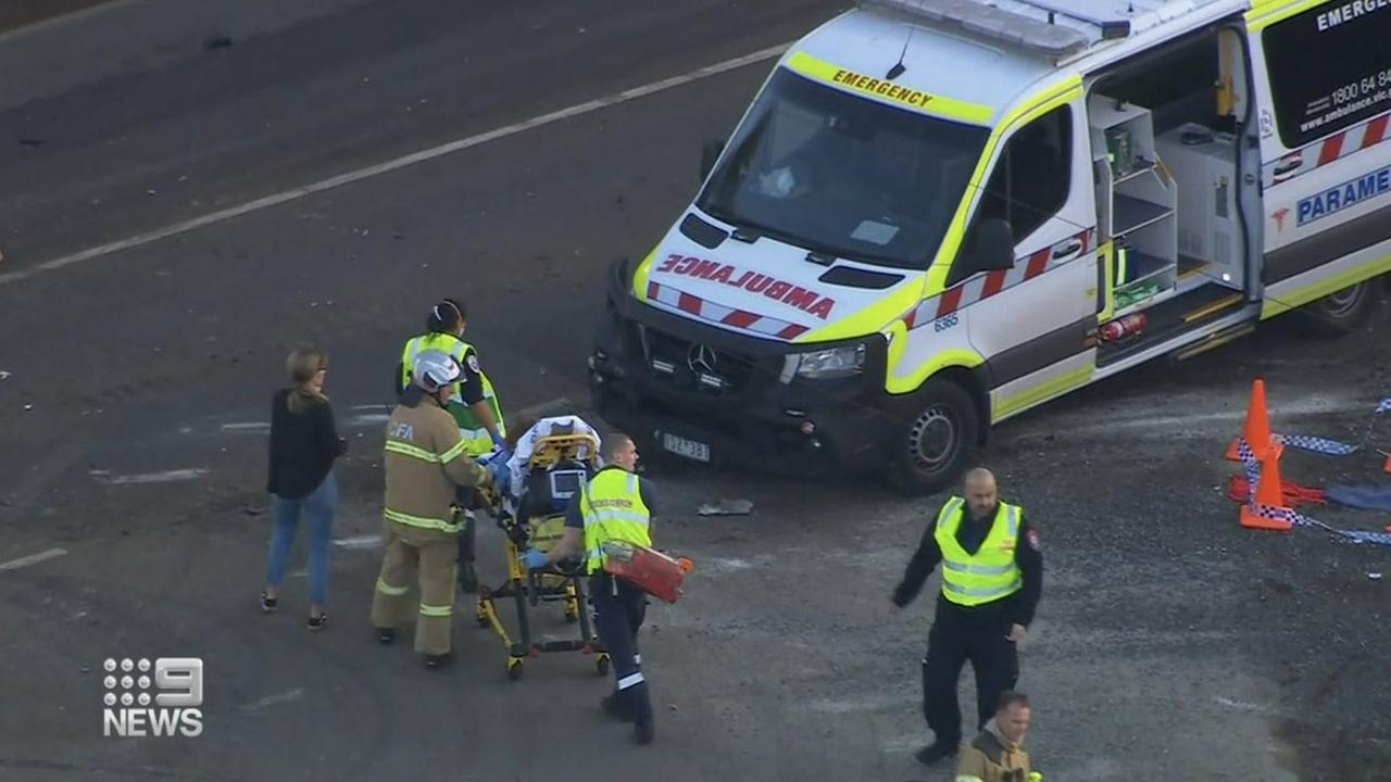 Dozens of children were on the bus and 10 were seriously injured. Photo: 9 News