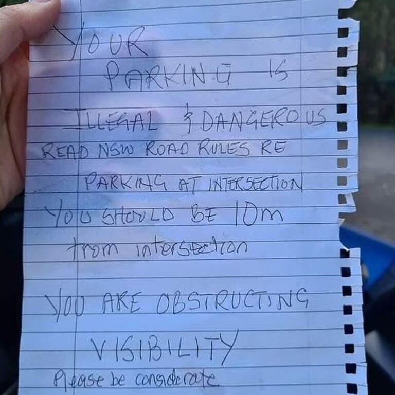 Another note suggested the man was breaking NSW road rules. Picture: Facebook