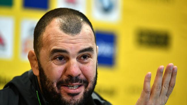 LONDON, ENGLAND - DECEMBER 01: Michael Cheika, Head Coach of Australia speaks to the media following an Australia training session at Harrow School on December 1, 2016 in London, United Kingdom. Australia are due to face England on December 3rd at Twickenham. (Photo by Dan Mullan/Getty Images)