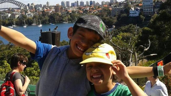 Susana Milne’s two boys on a day out at Taronga Zoo. The eldest, 11, died in a crash on Sunday along with his parents while the youngest, 7, is fighting for his life. Picture: Facebook