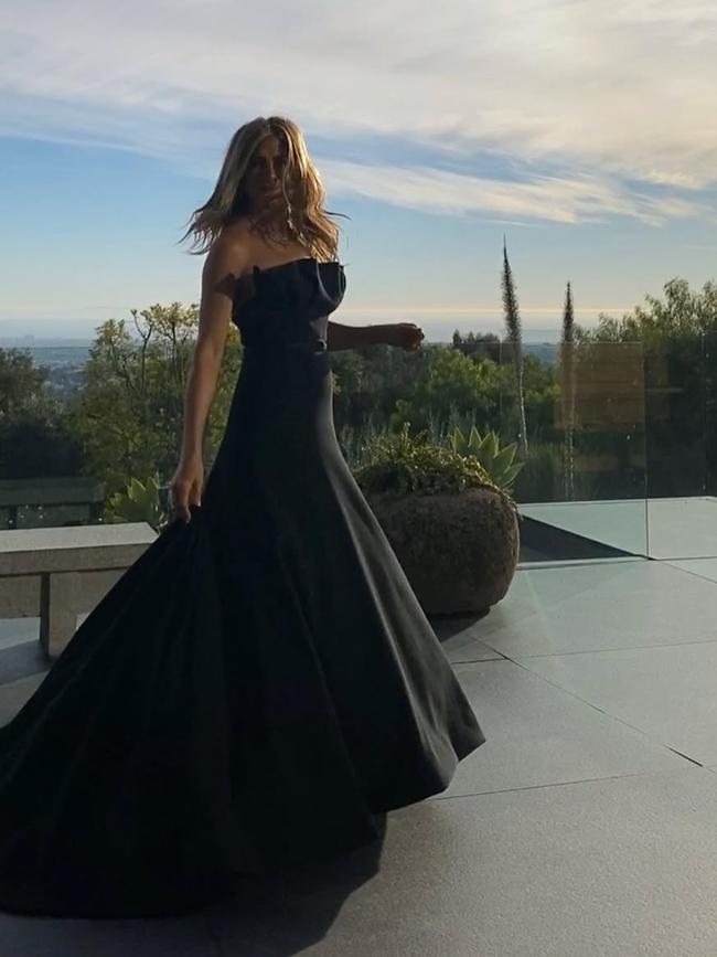 Aniston pictured at her sprawling mansion in the ritzy Bel Air neighbourhood.