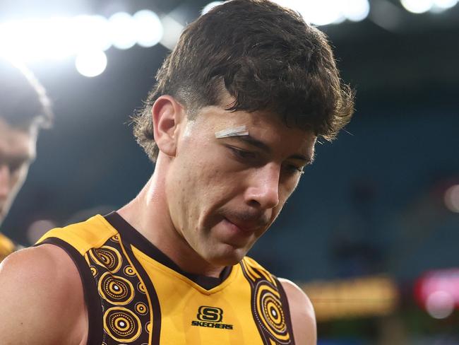 The Hawks were blown away by the premiers on Saturday. Picture: Josh Chadwick/AFL Photos/via Getty Images