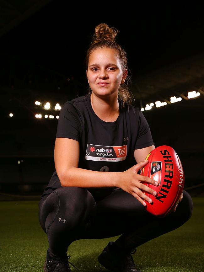 Danielle Ponter at the AFLW Draft Combine at Marvel Stadium. Picture: Michael Dodge/Getty Images