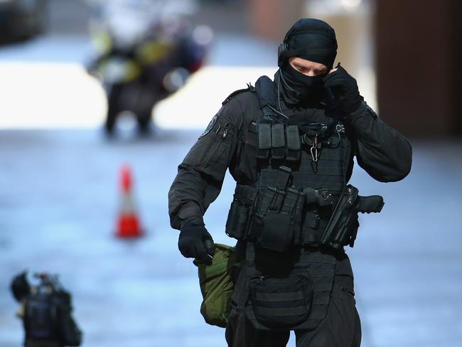 Police during the Lindt Cafe siege in Martin Place. Picture: Getty Images