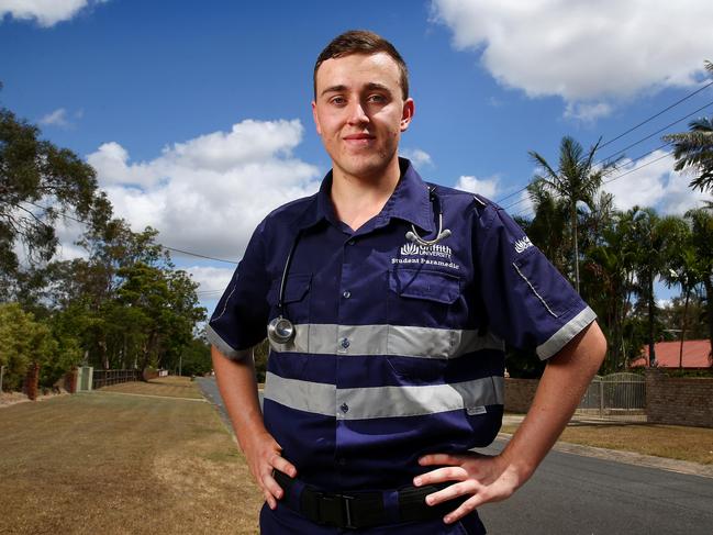 Jarrod Shute, from Ormeau, is a Griffith University paramedicine student attending the Gold Coast campus. Picture: Adam Head