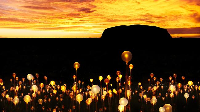 Field of Light, Uluru, Bruce Munro 2016. Picture: Mark Pickthall