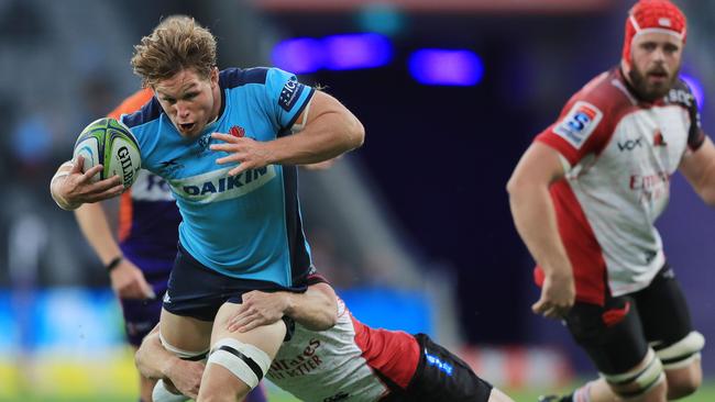 Michael Hooper led the way up front for the Waratahs. Picture: AFP