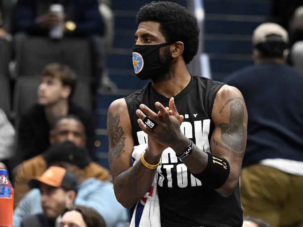 Irving cheering on the Nets against the Wizards. Picture: Greg Fiume/Getty Images/AFP