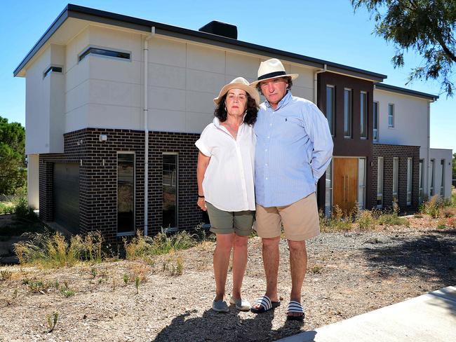 Chris and Deborah Fleetwood outside their home at Marino. It’s been ordered to be demolished by a court because it’s too big. Picture: Bianca De Marchi