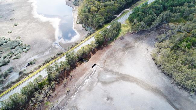 Ewen Maddock Dam during stage one of its recent upgrade. Picture: Patrick Woods.