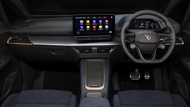 The interior is simple but has plenty of hi-tech features and coloured highlights.