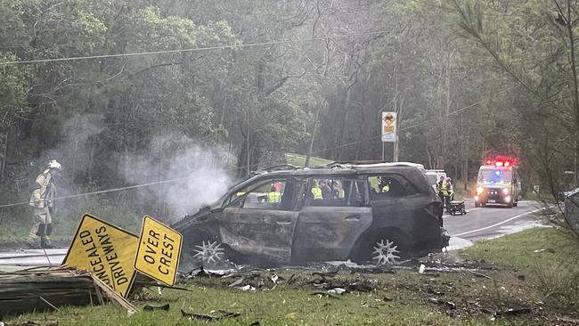 One of the cars involved in a horror Bonogin crash. Picture: Sam Stolz