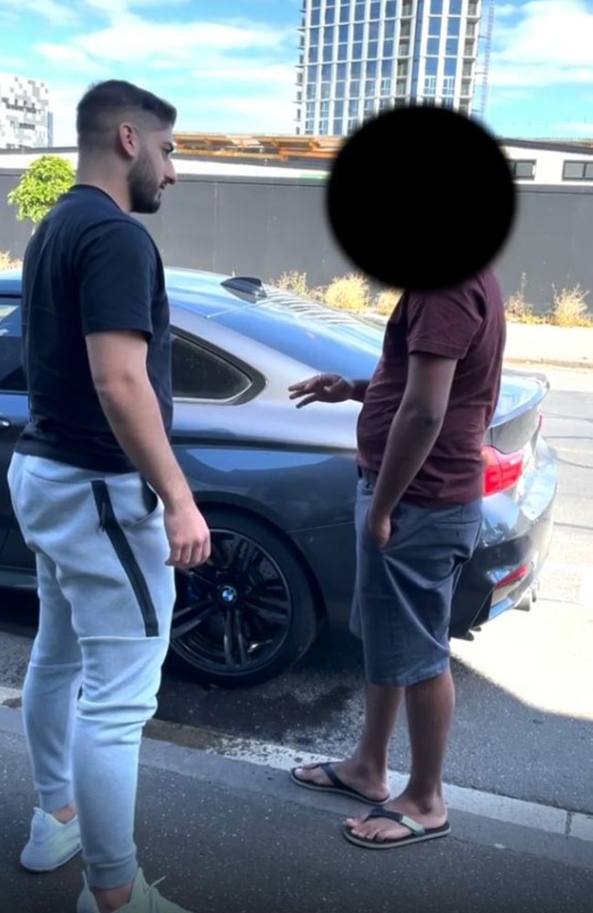 Leo, who owns a digital agency, confronts the man in front of his car, which he bought new in January last year. Picture: Instagram/leoalhalabi