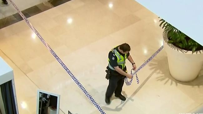 Police at the scene of the crime in Westfield Fountain Gate. Picture: Nine News