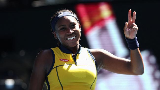 Coco Gauff is into the final four. (Photo by Martin KEEP / AFP)