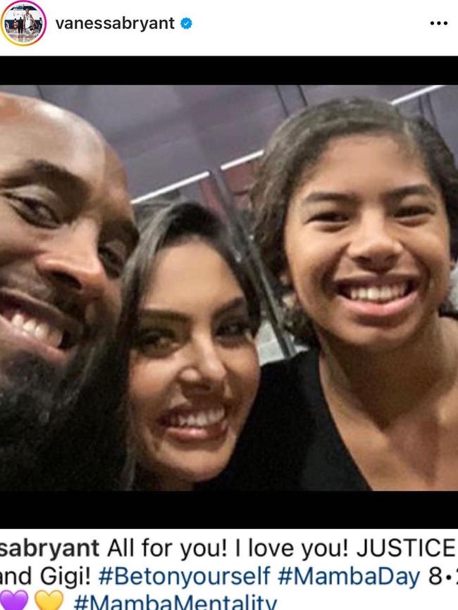 Vanessa Bryant posted the photo after the jury announced its verdict. Photo: Instagram.