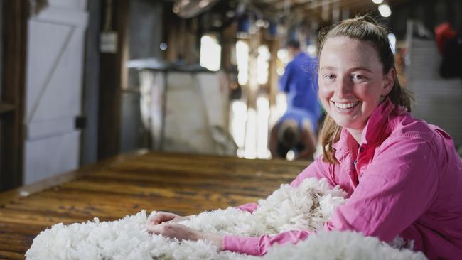 Wool classer Sophie Allen at work on Michael Craig's farm at Harrow. Picture: Nicole Cleary