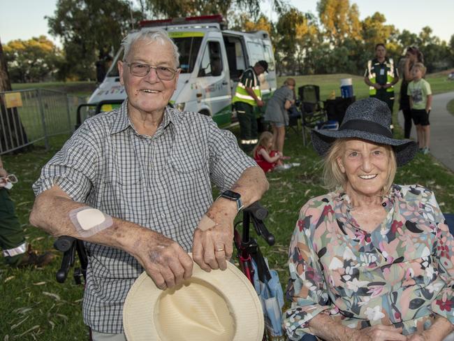 Kevin Ashelford and Shirley Ashelford on the final day of 2024 celebrating in Mildura at Nowingi Place. Picture: Noel Fisher