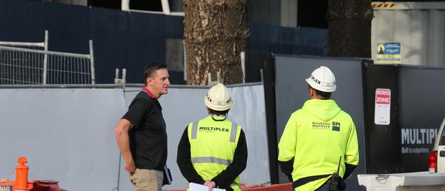 Workers on The Jewel site this week at Surfers Paradise where 900-plus workers face an uncertain future. Picture Glenn Hampson