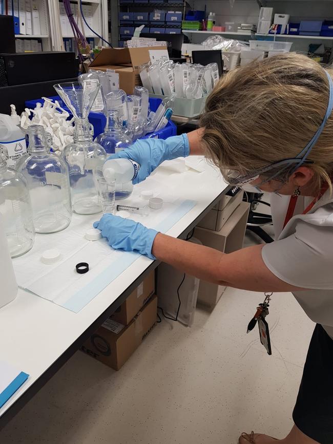 “It’s fairly easy to compound because it’s just the dilution of a number of chemicals into a bulk container that we decant into smaller containers for the hospital,” Director of pharmacy Jane Stidworthy said. Picture: Supplied