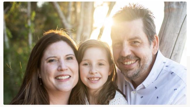 Kristy Plunkett, her daughter Louisa, 8, and her husband Dean Varley before he was diagnosed with stage four bowel cancer. Picture: supplied